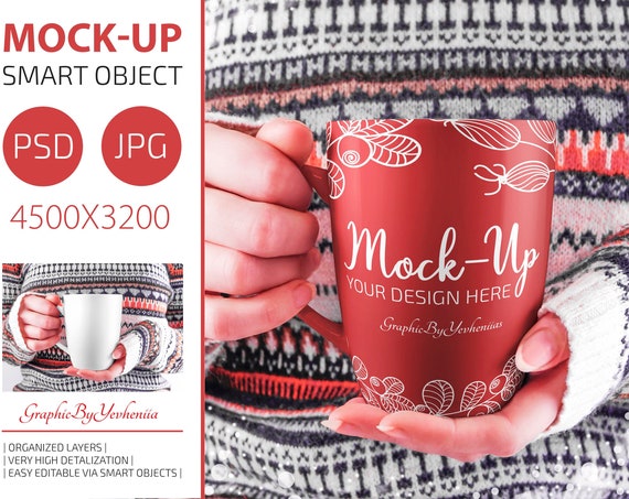 Winter Mug Mockup In Hand Stock Photos Coffee Mug