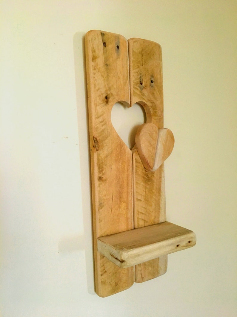 Rustic Shabby Chic Small Wooden Heart Shelf Wooden Reclaimed Etsy UK