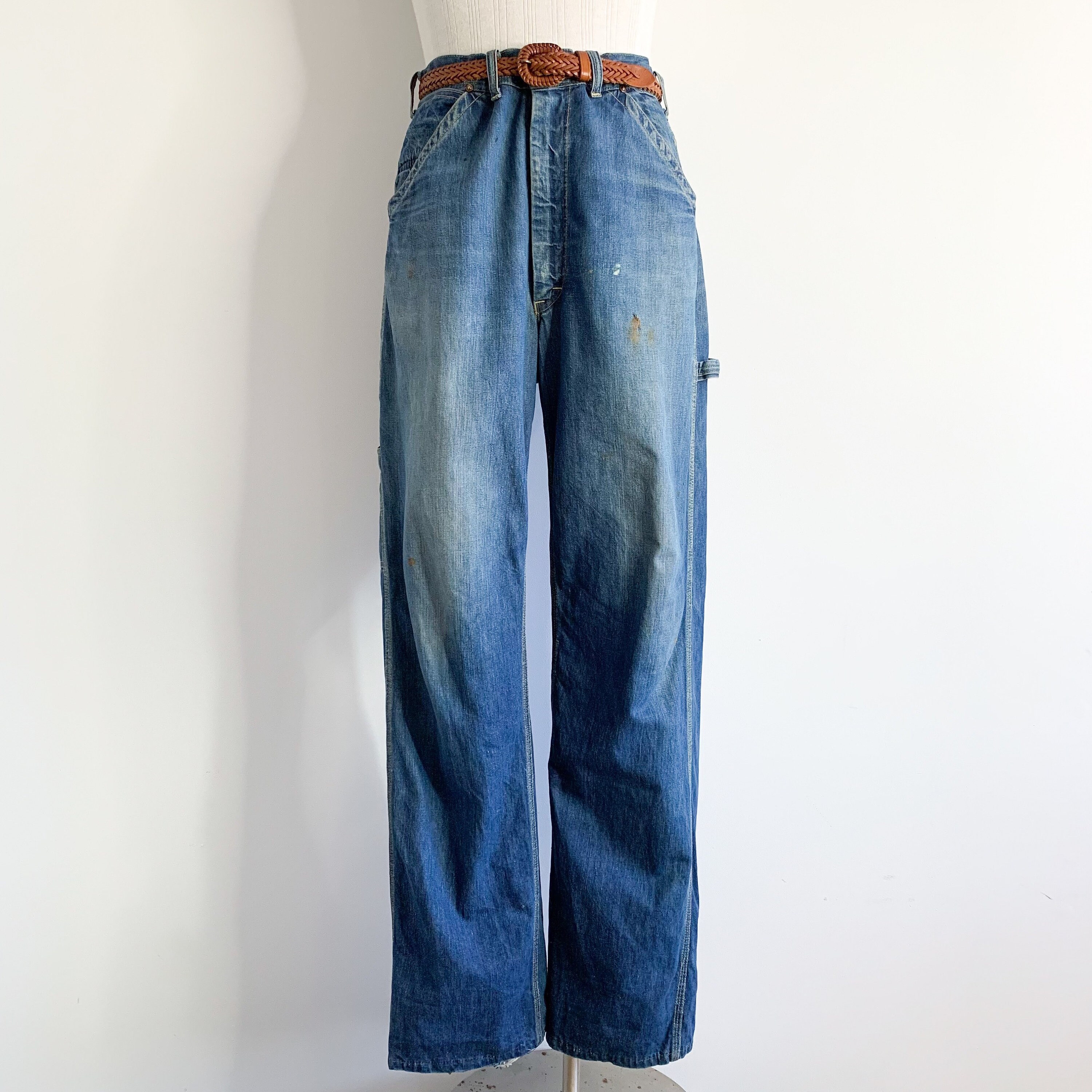 Ensemble Vintage Lee Années 70 : Gilet + Jean Denim - Taille 44R - Occasion Très Bon état