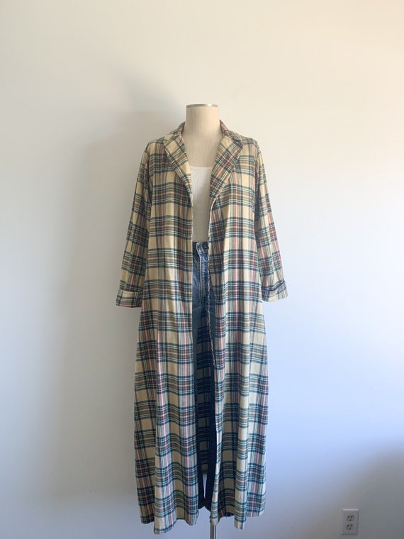 Vintage Plaid Flannel Duster Robe Jacket
