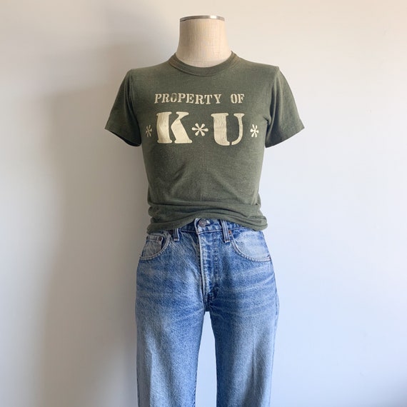 Vintage KU Army Green Small Tee