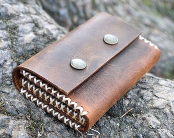 Handmade Brown Leather Front Pocket Wallet: Slim Card Holder
