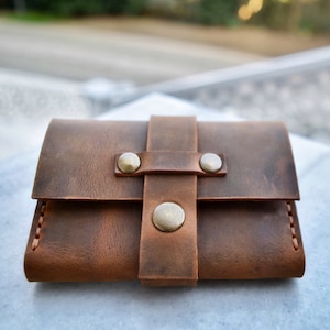 Vordertasche Leder Geldbörse, minimalistische Geldbörse, schlanke Herren Geldbörse, kleiner Kartenhalter, braune Geldbörse