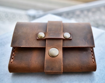 Front pocket Leather Wallet,  Minimalist Wallet, Mens Slim Wallet, Small card holder, Brown wallet