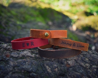 Customized Leather Bracelet: Personalized Engraved Cuff Wristband