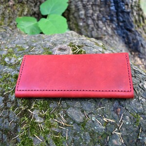 Leather Womens Wallet, Minimalist red purse, Brown Clutch, women long wallet, Distressed Leather image 6