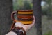 Personalized Enamel Mug, Leather Enamel Mug, Camping Mug,  Mug Gift, Travel Mug, Forest Mug, Outdoor mug,  Mountain Mug 