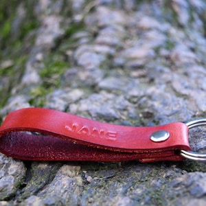 Personalized Full-Grain Leather Keychain: Custom Monogrammed Keyring