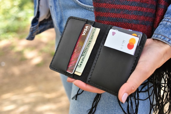 Leather Bifold Wallet Minimalist Leather Wallet Mens Slim 