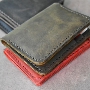 Portafoglio bifold in pelle, portafoglio in pelle minimalista, portafoglio sottile da uomo, portafoglio da uomo, portafoglio per carte, portafoglio in pelle verticale