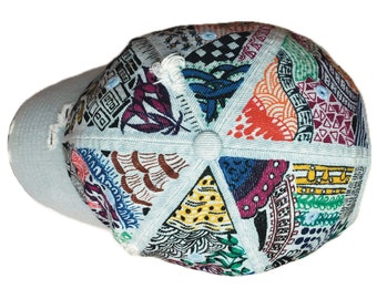 Vintage Style Denim Ball Cap - Original! Hand Painted Zentangle