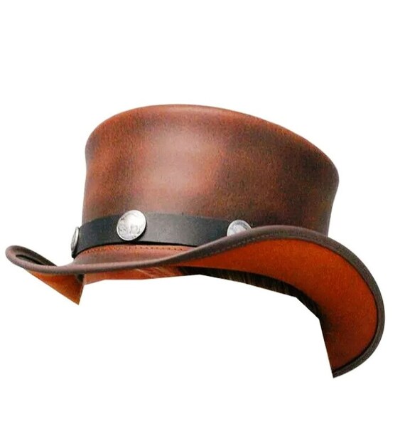El Dorado Brown Leather Top Hat With 