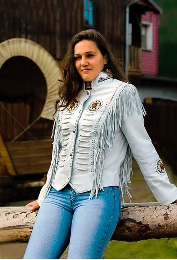 Women Western Jacket Military Style Gray Cowgirl Leather - Etsy Canada