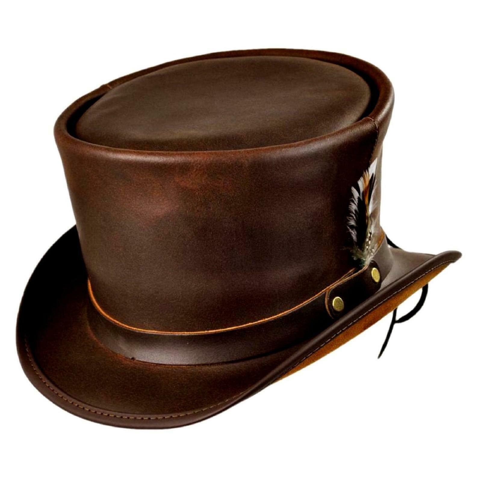 Brown Leather Top Hat With LT Band El Dorado Top Hat Etsy