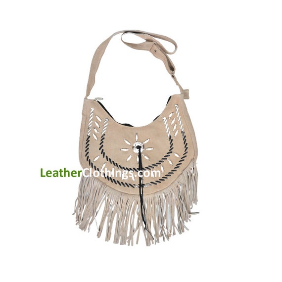 Womens Leather Fringe Crossbody Bag Western Purses Cross Shoulder Bag for Women