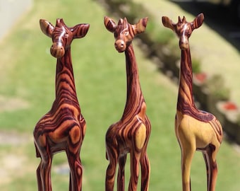 Zebra Giraffe Family Set of 3 X SMALL MINIATURE Cartoon Handmade