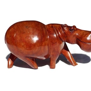 Einzigartige Mukwa Holz Hand geschnitzte Nilpferd Figur. Moto Moto Glatte Braun Nilpferd. Einzigartiges afrikanisches handgemachtes Geschenk, sofort versandfertig