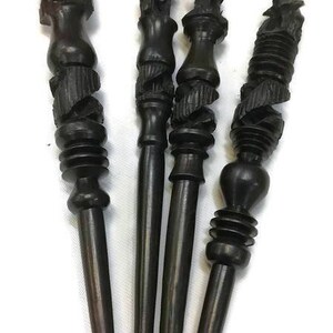 3 X Brown Hand carved Ebony WooPen with African animals. Lions, giraffe, Elephant, Eagle and more. Unique hard wood handmade Art from Malawi image 4