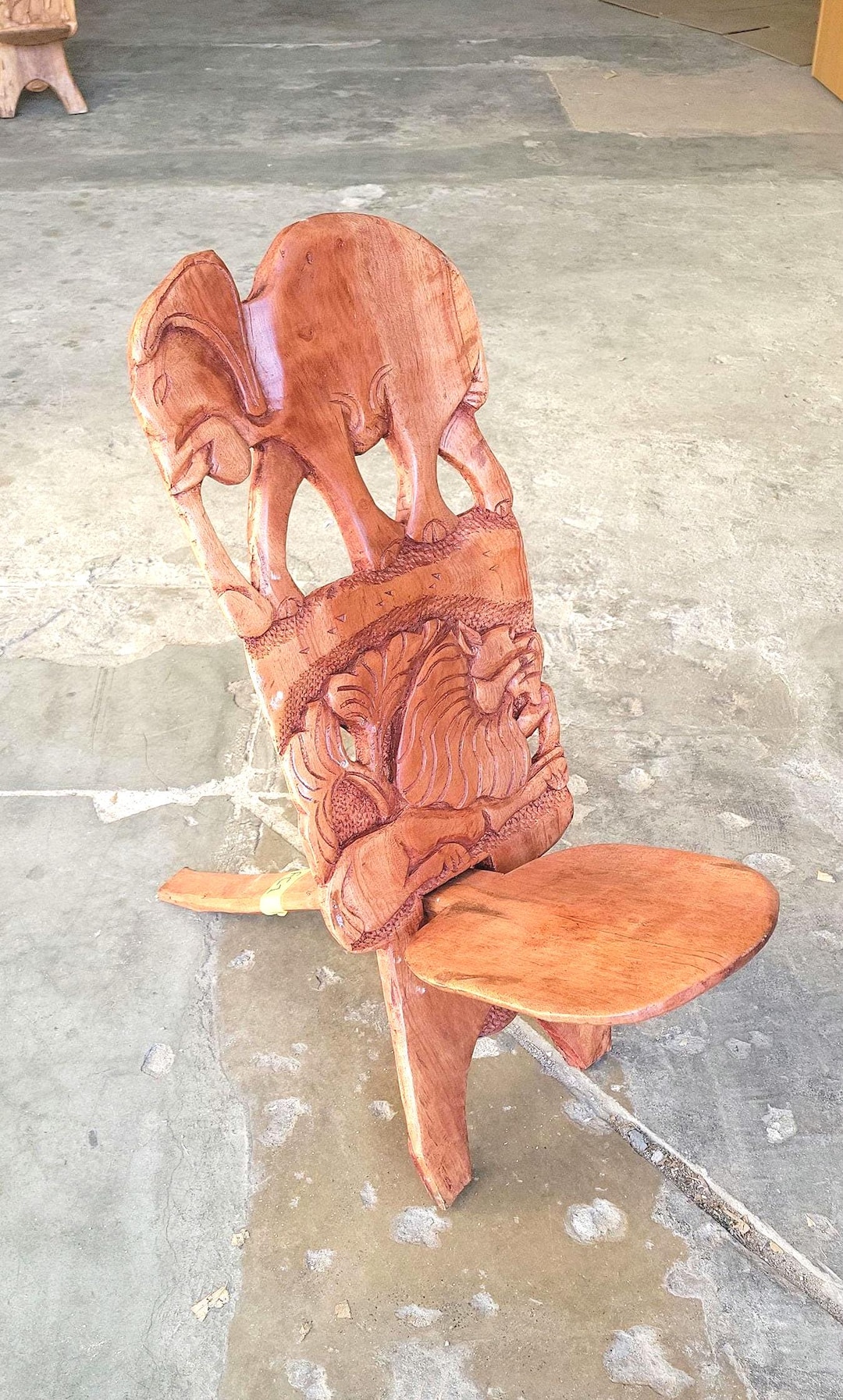 Medium Sized African Polished Foldable Chair. Malawian Mahogany