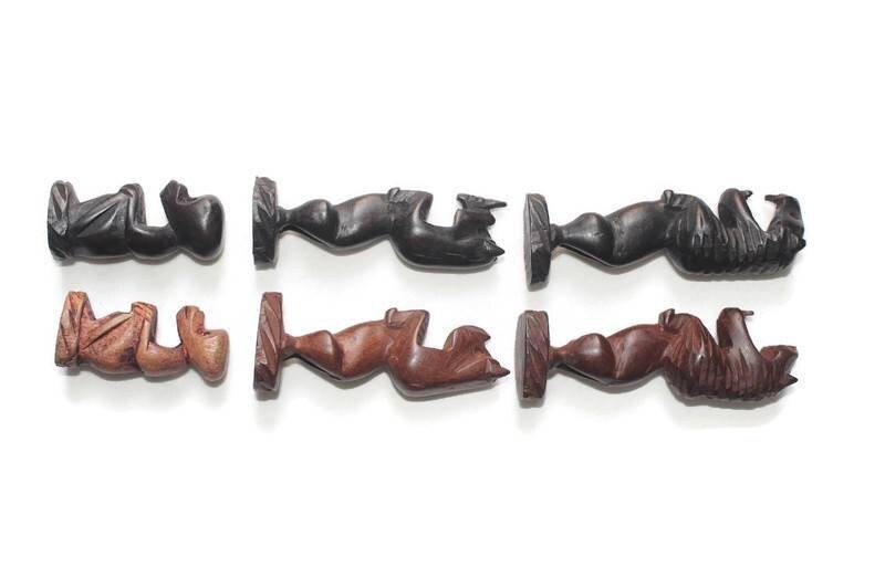 Monkey Chess Set Vintage African Animals Chess Pieces Set. Ebony + Mahogany Wood Art ...
