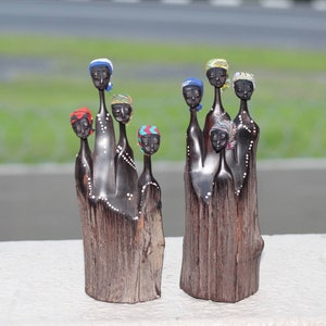 Mozambiquean Ebony Wood Women Art. Handcarved Interior Decor Sculptures.  Dark brown hardwood figurines. South African Housewarming gifts