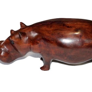 Dunkeleisen Holz geschnitzte Nilpferd Skulpturen. Lebensechte Figuren im sambischen Stil aus Kapstadt Südafrika. Einzigartige Geschenkartikel