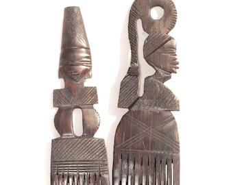 Pettine Afro Intagliato In Legno Di Ebano. Accessori Decorativi - Foto 3