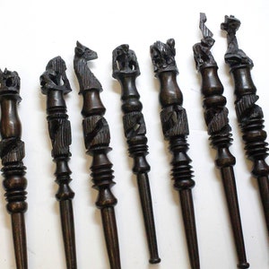 3 X Brown Hand carved Ebony WooPen with African animals. Lions, giraffe, Elephant, Eagle and more. Unique hard wood handmade Art from Malawi image 7