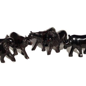 Ebony Wood Big Five Animals. Malawian Handmade Figurines set Express Shipping Worldwide. Best for home and office decoration. Unique Gifts