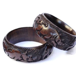 Malawian Ebony Wood Bangles Ostrich Egg/ Ornament Stands. Sold as a Pair. Handcarved African Big 5 Safari Art Gifts, Ready to Ship Express