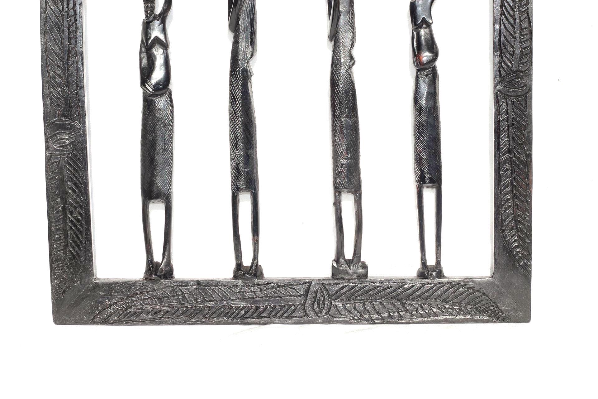 Grande Sculpture Couple Masaï ébène – 45 Cm Avec Socle Plexi