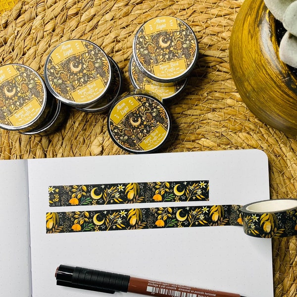 Moon Light Washi Tape Cute Washi Tape Autumn Washi Tape  Flower Washi Tape Scrapbook Decoration for Journal Tape Easy Tear Paper Tape