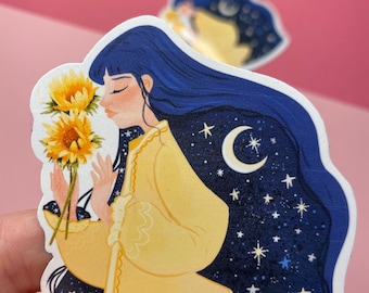 Moon Girl Glossy Sticker - Bullet Journal Aufkleber - Planner Aufkleber - dekorative Aufkleber - Scrapbooking Aufkleber - Laptop Aufkleber