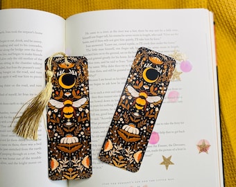 Queen Bee Bookmark | Book Accessories, Illustrated Bookmark, Reading, Bookish Gift, Paper Bookmark, Moon Bookmark