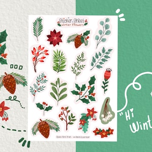 Sticker Sheet - Winter Blumen - Journaling Aufkleber - Planner Aufkleber - Blumen Aufkleber - Scrapbook Aufkleber - Blumen Aufkleber - Winter Vibes