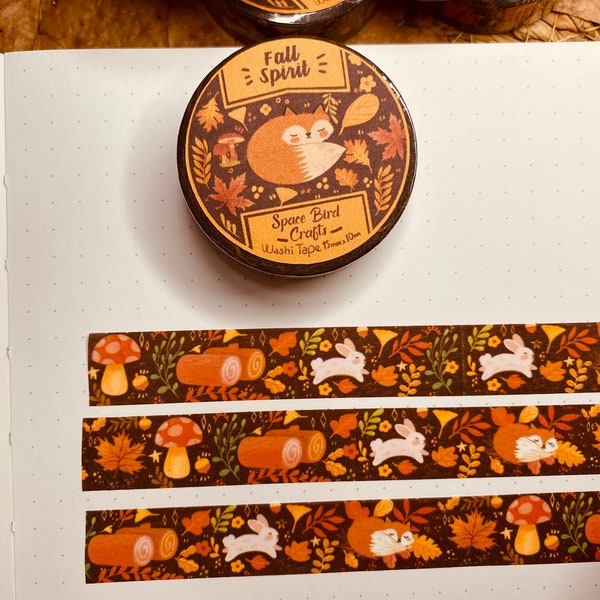 Fall Spirit Washi Tape Cute Washi Tape Autumn Washi Tape  Flower Washi Tape Scrapbook Decoration for Journal Tape Easy Tear Paper Tape