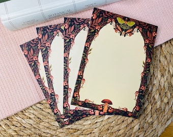Wild Mushroom Notepad A6 To-Do List-  Floral Planner - Grocery List - To do list - Desk Pad for Notes - Scrapbooking Notepad - Mystic Gothic