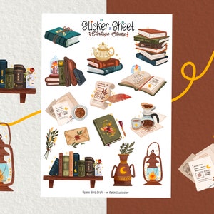 Stickervel - Vintage Studie - Journaling Stickers - Planner Sticker - Vintage Stickers - Scrapbooking Sticker - Vintage Vibes