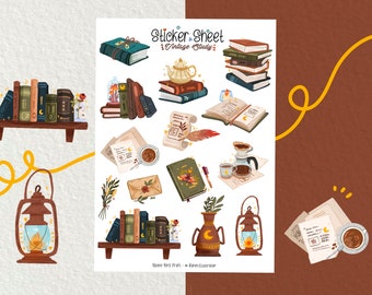 Sticker Sheet -  Vintage Study - Journaling Stickers - Planner Sticker - Vintage Stickers - Scrapbooking Sticker - Vintage Vibes