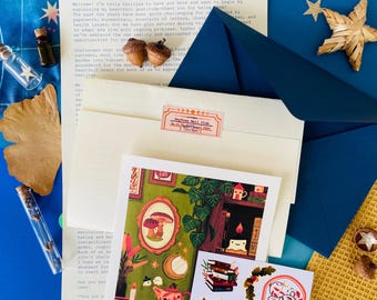 Sky Tree Mail Club Oktoberbrief met kunstdruk ansichtkaart, stickers en oprechte brieven