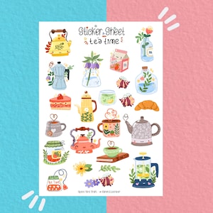 Sticker Sheet - Tea Time - Journaling Sticker - Planner Sticker - Dekorative Sticker für Scrapbooking - Kaffeepause