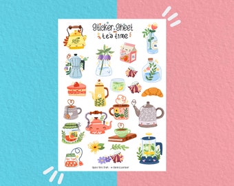 Sticker Sheet - Tea Time - Journaling Sticker - Planner Stickers - Decorative Stickers for Scrapbooking - Coffee Break