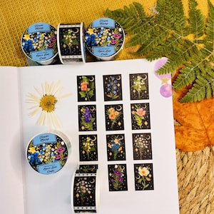 Blumen Stempel Washi Tape Niedliches Papier Klebeband Dekoratives Washi Tape Blumen Washi Tape Scrapbook Dekoration für Journal Tape Easy Tear Paper Tape