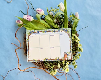 Blue Weekly Planner - Notebook Planner - Daily Planner Notepad - Desk Pad with Notes Hourly Time Management Desk Pad Organizer