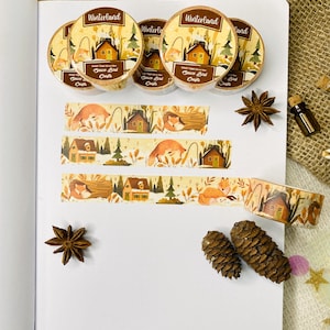 Winterland Washi Tape Süßes Washi Tape Herbst Washi Tape Blumen Washi Tape Sammelalbum Dekoration für Journal Tape Easy Tear Tape