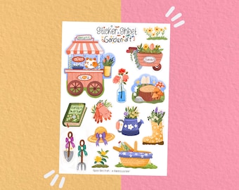 Sticker Sheet - Garden Art- Journaling Stickers - Planner Sticker - Floral Sticker - Scrapbooking Sticker - Flower Sticker - Spring Stickers