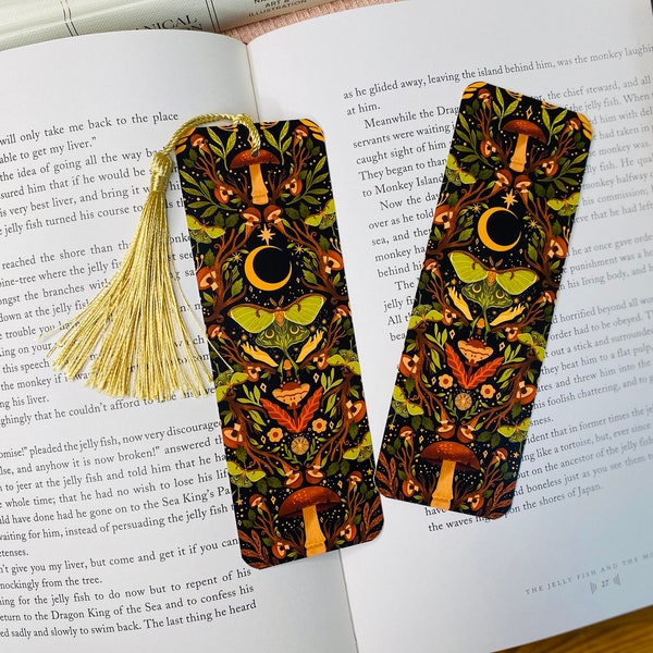 Wild Mushroom Bookmark | Book Accessories, Illustrated Bookmark, Reading, Bookish Gift, Paper Bookmark, Butterfly Bookmark