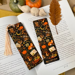 Woodland Bookmark Book Accessories, Illustrated Bookmark, Reading, Bookish Gift, Paper Bookmark, Moon Bookmark, Reading Accessory, Journal image 1