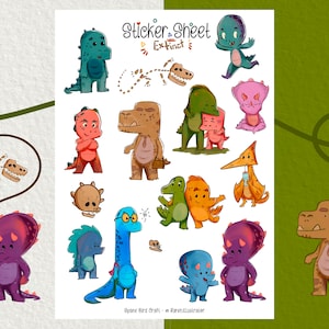 Sticker Sheet - ausgestorben - Journal Sticker - Planner Sticker - Dekorative Sticker - Scrapbook Sticker - Dinosaurier - Dino Sticker