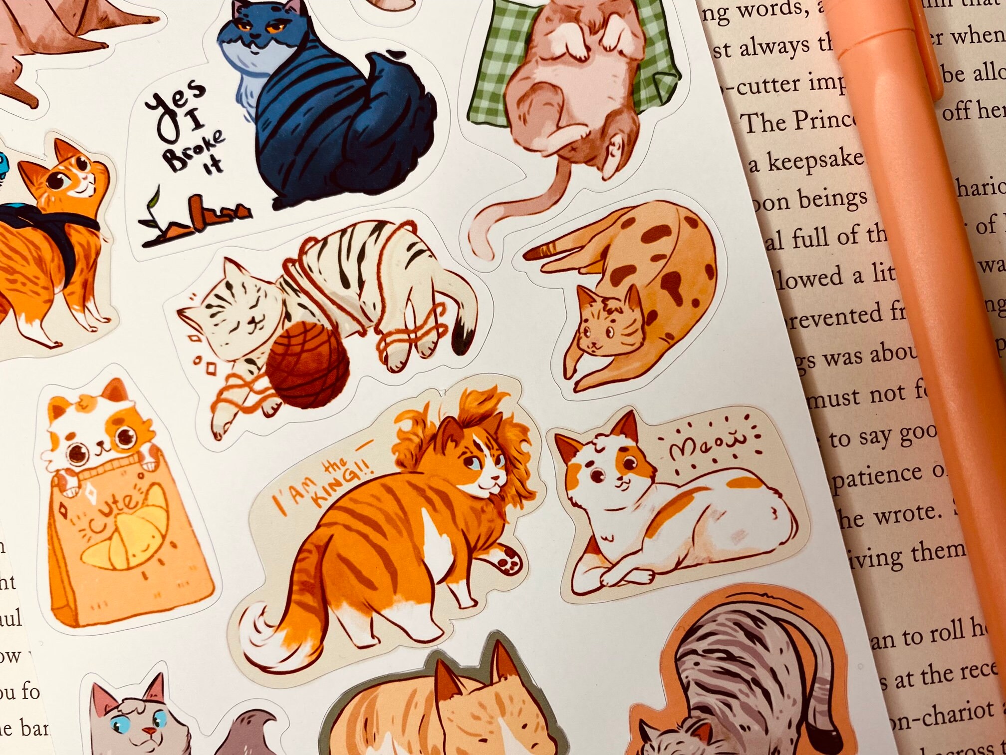 Sticker Sheet - Cute Cats - Journal Stickers - Planner Sticker - Pets ...